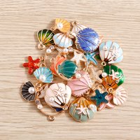 10pcs/lot Enamel Marine life Charms for Jewelry Making Starfish Shell Charms Pendants for Cute Necklaces Earrings DIY Accessory