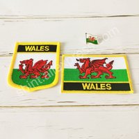 Wales National Flag Embroidery Patches Badge Shield And Square Shape Pin One Set On The Cloth Armband Backpack Decoration Gifts