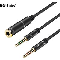 Mini Jack 3.5 Microphone Headphones Y Splitter Adapter Cable, 3.5 Minjack Stereo Audio & Mic Plug to 4 Pole Jack Headset Earphon