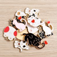 10pcs/lot Cartoon Animal Cat Enamel Charms for Jewelry Making Cute Drop Earrings Pendants Necklaces DIY Keychain Crafts Supplies