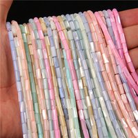 Colorful Natural Freshwater Shell Tube Beads Dyed Mother of Pearl Shell Loose Beads for Jewelry Making DIY Bracelet Necklace 15"