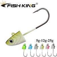 FISH KING 1pack Minnow Jig Head Fishing Hooks 5g 12g 25g Soft Lure Hook Jigging Artificial Bait Silicone Bait Fishing Tackle