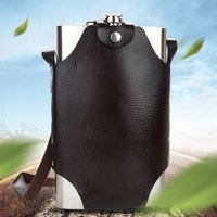 Large Capacity Stainless Steel Kettle Pot Hip Flask Whiskey Alcohol Liquor Wine Bottle with Leather Case Drinkware Gifts 64oz