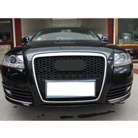 For Audi A6 S6 C6 Sline 2005-2011 Not Fit RS6 Auto Racing Grill Chrome Frame Front Bumper Mesh Honeycomb Grids Car Accessories