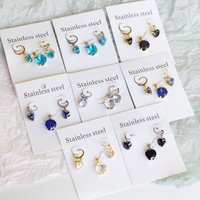 Simple ัะตััะณะธ Cubic Zirconia Pendant Necklace earrings Set Korean Style Stainless Steel Jewelry Set for Women Wedding Wholesale