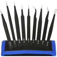 1/2/9Pcs Stainless Steel Tweezers Anti-static ESD Tweezer Tools Industrial Precision Curved Straight Tweezers Set