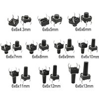 50PCS 4Pin DIP Self-reset SMD Switch 6*6*4.3/5/6/7/8/9/10/11/12/13MM 6x6mm PCB Panel Momentary Tactile Tact Mini Push Button