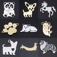 10pcs/lot Chihuahua Dog DIY Charms Wholesale 316 Stainless Steel Koala Cat Connectors Charm Bird Panda Unicorn Jewelry Pendant