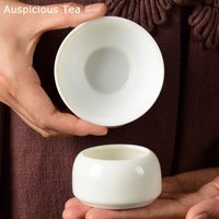 Mutton Fat Jade Pure White Tea Leakage White Porcelain Kung Fu Household Tea Set Tea Filter Tea Ceremony Accessories Customized
