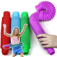 4 Pack Tube Sensory Fidget Toy Colorful Heavy-Duty for Construction Building Educational Toys for Stress Autism ADHD