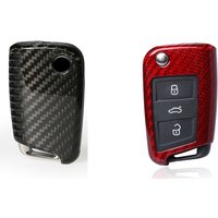 Coque de clé télécommande automatique en Fiber de carbone, étui pour Volkswagen VW MK7 Golf GTI Jetta 2015 – 2019 Seat Leon Cupra ST 2019-2020