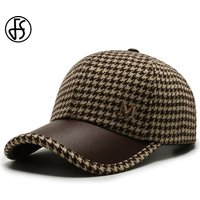 FS Luxury Brown British Plaid Baseball Caps For Men Vintage Houndstooth Women Hat Summer Street Trucker Cap Casuqettes Hommes