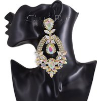 CUIER 4.5" Statement Earrings Jewelry Rhinestones Drag Queen Pageant Women Wedding