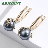 ARAVANT 925 Silver 18K Gold Black Pearl Long Dangle Earring For Women Fashion Jewelry Gift
