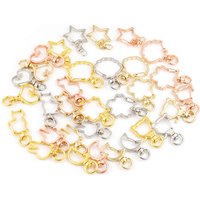 10pcs New Cute Moon Star Heart Cat Animal Flower Hollow Key Chain Key Ring keychain DIY Accessories Lobster Clasp Wholesale