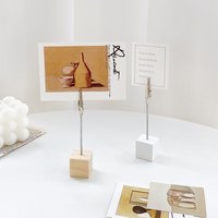 1pcs Retro Color Wood Memo Clip Table Wooden Display Stand Mini Holder for Notes Photocard Desk Accessories Office School A6891