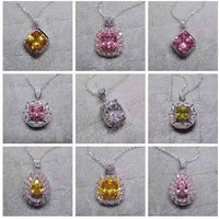 CC Pendants For Women Cubic Zirconia Stone Colorful Wedding Engagement Bridal Fine Jewelry Necklace Pendant No Chain