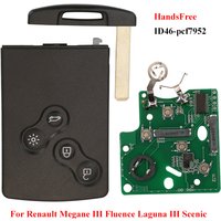 jingyuqin 433MHz ID46-PCF7952A Chip Smart Remote Car Key Card Fob For Renault Megane 3 Laguna 3 Scenic Fluence Keyless HandsFree