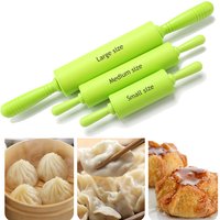 23/30/43cm Silicone Dough Roller Plastic Handle Rolling Pin Non-Stick Pastry Roller Fondant Cake Noodles Dumpling Roller Kitchen