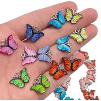 Kpop 20Pcs Colorful Butterfly Charms Cute Enamel Pendant For Necklace Bracelet DIY Jewelry Making Accessories Findings Wholesale