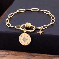 Nidin Fashion Luxury 17 Styles Link Chain Star Pendants Bracelet for Women Men Copper Zircon Gold Color Rhinestone DIY Jewelry