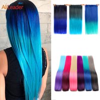 Synthetic 22Inch Clips In Hair Extension Long Straight Synthetic Hair Extensions 5Clip In Ombre Black Brown Red Gray Hairpiece