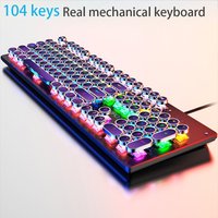 Clavier mécanique rétro Punk, interrupteur bleu noir marron, 104 touches, filaire USB, pour jeu, rétroéclairage rvb, pour PC, ordinateur portable