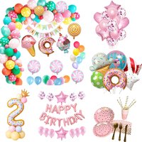Candy Pink Theme Disposable party tableware Pastel Balloon Garland Kit Arch Baby Shower Party Supplies Girl Birthday DIY Decor