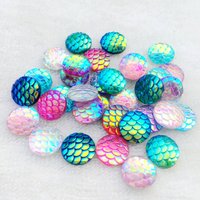 80pcs Round AB resin crystal Fish scales Flat back Rhinestone scrapbook for Wedding decoration strass-A12