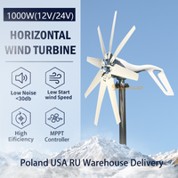 Turbina wiatrowa o osi poziomej 1000W 1KW 12V 24V 48V, generator wiatrowy z certyfikatem CE, energia wolna, niskoszybki start, off-grid, do użytku domowego.