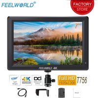 Feelworld T756 7 Inch On Camera Field Monitor DSLR 4K HDMI Full HD 1920x1200 LCD IPS Screen Portable External Display for Nikon