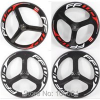 New 700C Fixed Gear Track Road Bike 3K Full Carbon Fiber Bicycle Wheelset Tri-spoke Carbon Clincher Tubular Rims Wheels 3 Spokes