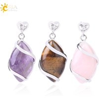 CSJA Classic Horse Eye Shaped Pendant Natural Stones Pendulum Silver-color Pendants for Necklaces Women Men Fashion Jewelry F562