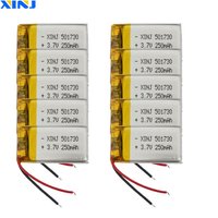 10pcs 3.7V 250mAh 0.925Wh Li Lithium Battery 501730 For Headphones Mp3 Glasses Bluetooth Speaker Car Camera DVR DVC LED Light