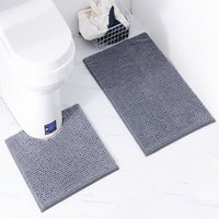 2 Piece Bathroom Toilet Mat Set Flannel Carpet Cushions Toilet Seat Cover Home Decor Bathroom Mat