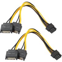 2pcs Dual 15Pin SATA Male To PCIe 8Pin(6+2) Male PCI Express PCI-E Video Card Splitter Adapter Power Supply Cable
