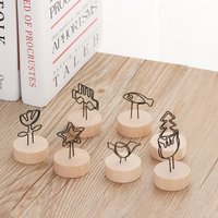 Creative Photo frame Round Wooden Note Picture Frame Clip Table Number Wedding Photo Holder Clip Memo Name Card Pendant Holder