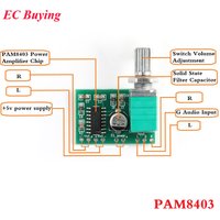 5Pcs/1pc PAM8403 Amplifier Board Mini 5V 8403 Digital Power Audio Amp Module 2 Channel 3W Volume Control USB Power Supply