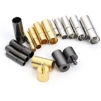 5Set 1.5 2 2.5 3 4 5 6mm Strong Barrel Leather Cord Ends Caps End Clasps Fasteners For DIY Bracelet Jewelry Making Finding HK114