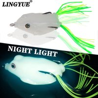 Night light soft tube bait japan plastic fishing lures frog lure treble hooks Topwater ray frog 5.5CM 12G artificial soft bait