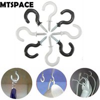 MTSPACE 10pcs/Set 30mm Coated Plant Picture Hanger Plastic Cup Screw Hook Jewelry Holder Iron Hooks For Hanging Lights Curtains