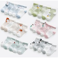 5Pairs/lot Infant Baby Socks For Girls Boys Summer Mesh Thin Baby Socks Cotton Casual Print Newborn Toddler Boy Sock 0-24Month