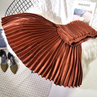 2024 Spring Women Long Pleated Skirt High Waist Women Long Skirt Female Autumn High Quality Women Maxi Skirt Vintage Saia