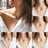 EManco Minimalist Choker Necklace Simple Stainless Steel Necklace for Women Round Circle Pendant Necklace 9MM/11MM/15MM/20MM