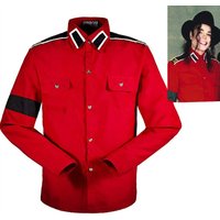 Michael Jackson Red Retro CTE Anti-war Cotton Shirt Stitchwork Sark Collection Embroidery