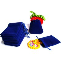 7x9cm 5pcs/bag Blue Velvet Drawstring Pouches Bags /Jewelry Necklace Beads Packaging Display,Christmas/Wedding Packing Gift Bag
