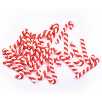 30 stücke Kawaii Harz Flatback Cabochons Scrapbooking Ton Weihnachten Rot Weiß Candy Cane Handwerk Hause Weihnachten Dekoration