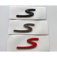 Chrome Silver Black Red Letters " S " Words Car Trunk Lids Lip Front Emblems Badges Sticker Decal