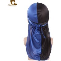 New Fashion Double Colors Soft Satin Durag Men's Silky Patchwork Durags Bandanas Turban Headwear Headband Hat Hair Accessories