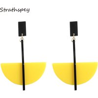 STRATHSPEY Geometric Hanging Earrings Fashion Jewelry Female Acrylic Half Cirlce Long Summer Pendant Drop Earring Yellow Gift